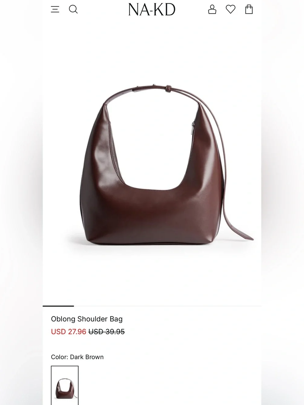 NA-KD Oblong Shoulder Bag - Dark Brown